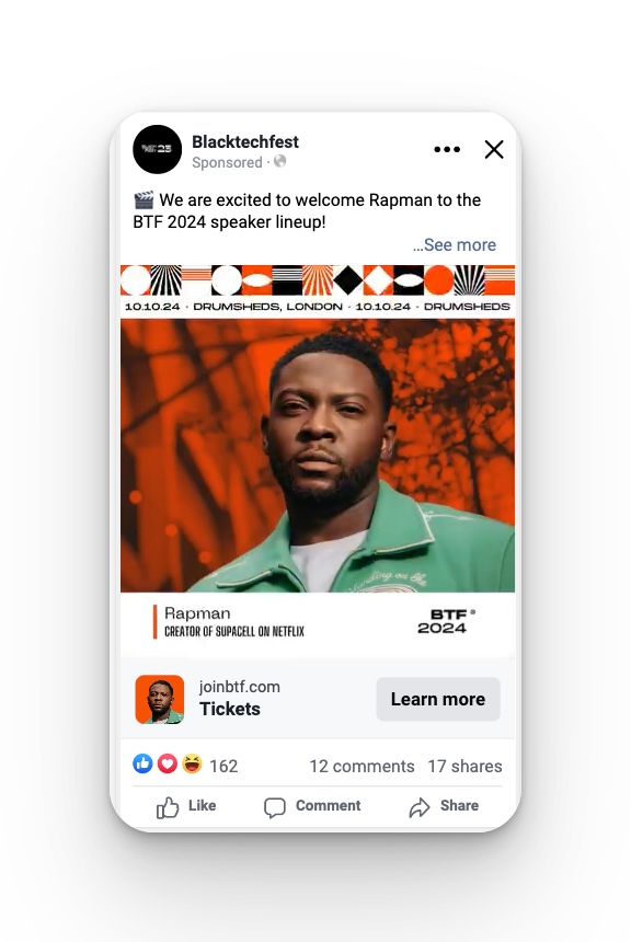 Rapman speaker announcement, Meta ad