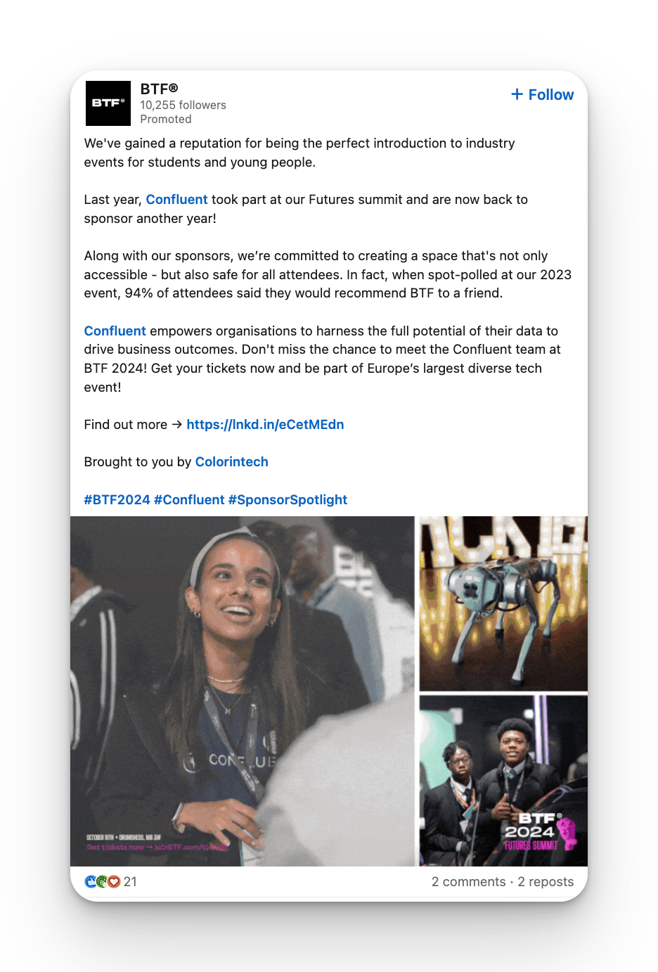 Event experience highlights, Meta ad